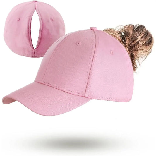 Magnetic Ponytail Baseball Cap – Adjustable Cotton Hat for Women