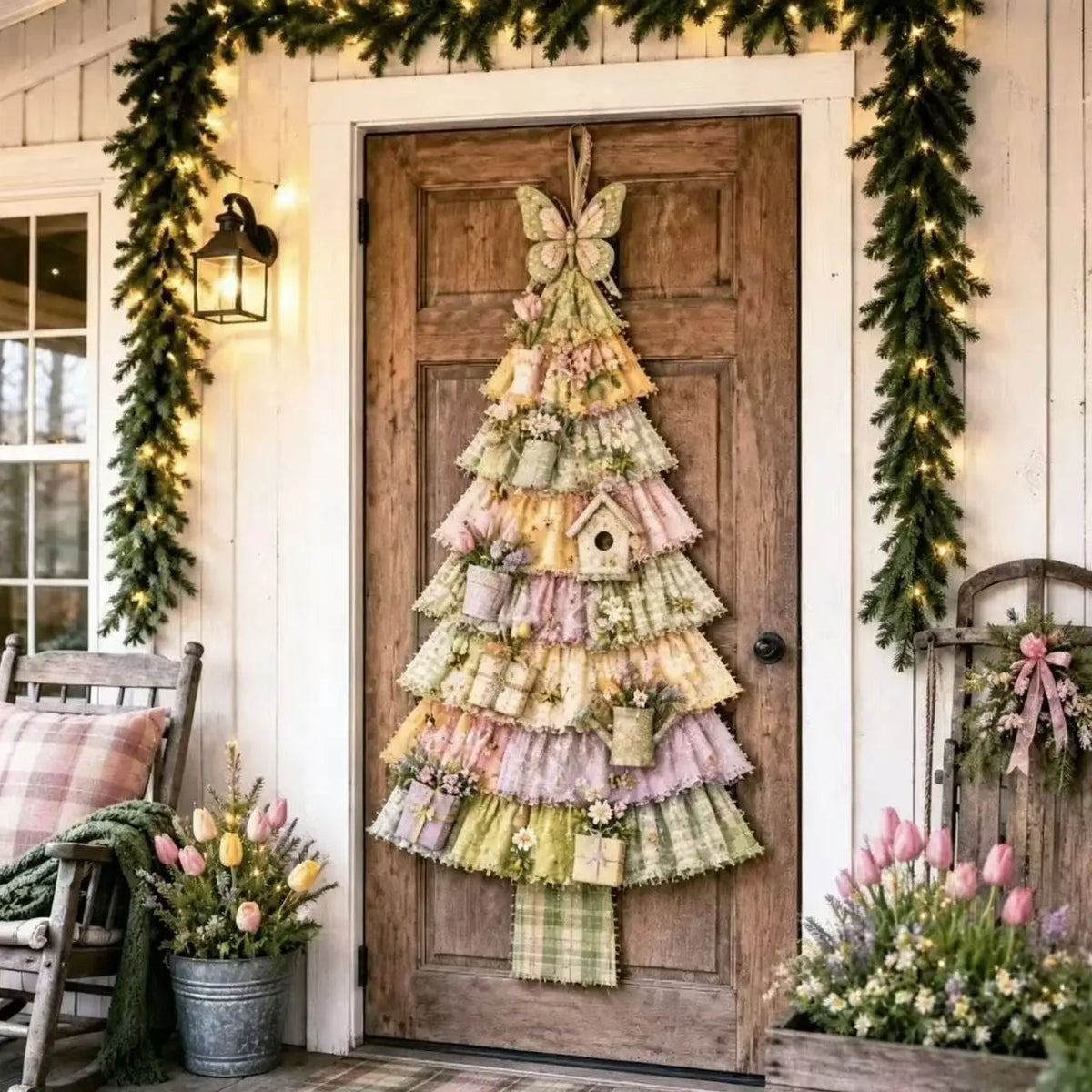 DIY Christmas Tree Door Hanging Kit – Handmade Fabric Wall Decor & Layered Patchwork Holiday Craft