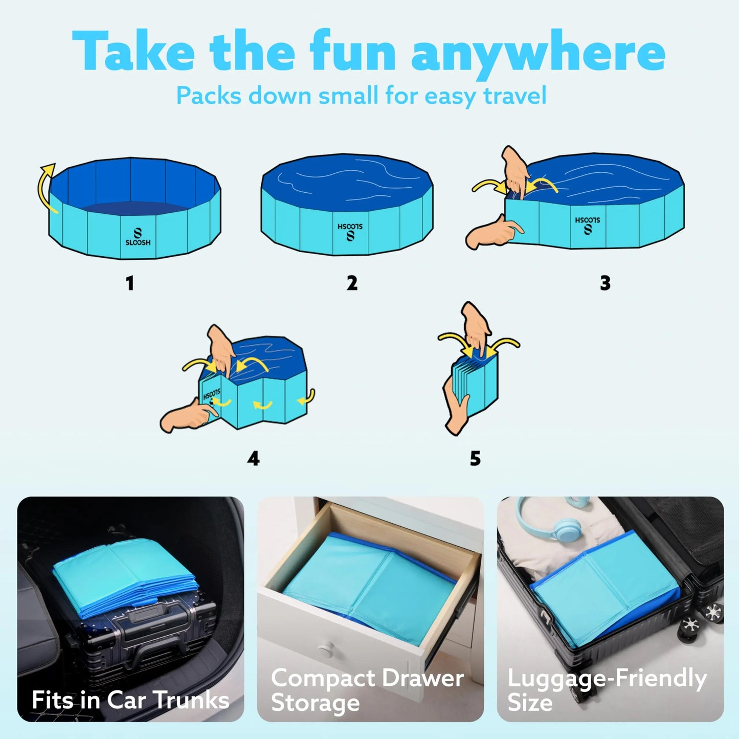 Foldable Hard Plastic Dog Kiddie Pool & Pet Bath Tub - Portable Anti-Slip Swimming Pool for Indoor/Outdoor Use