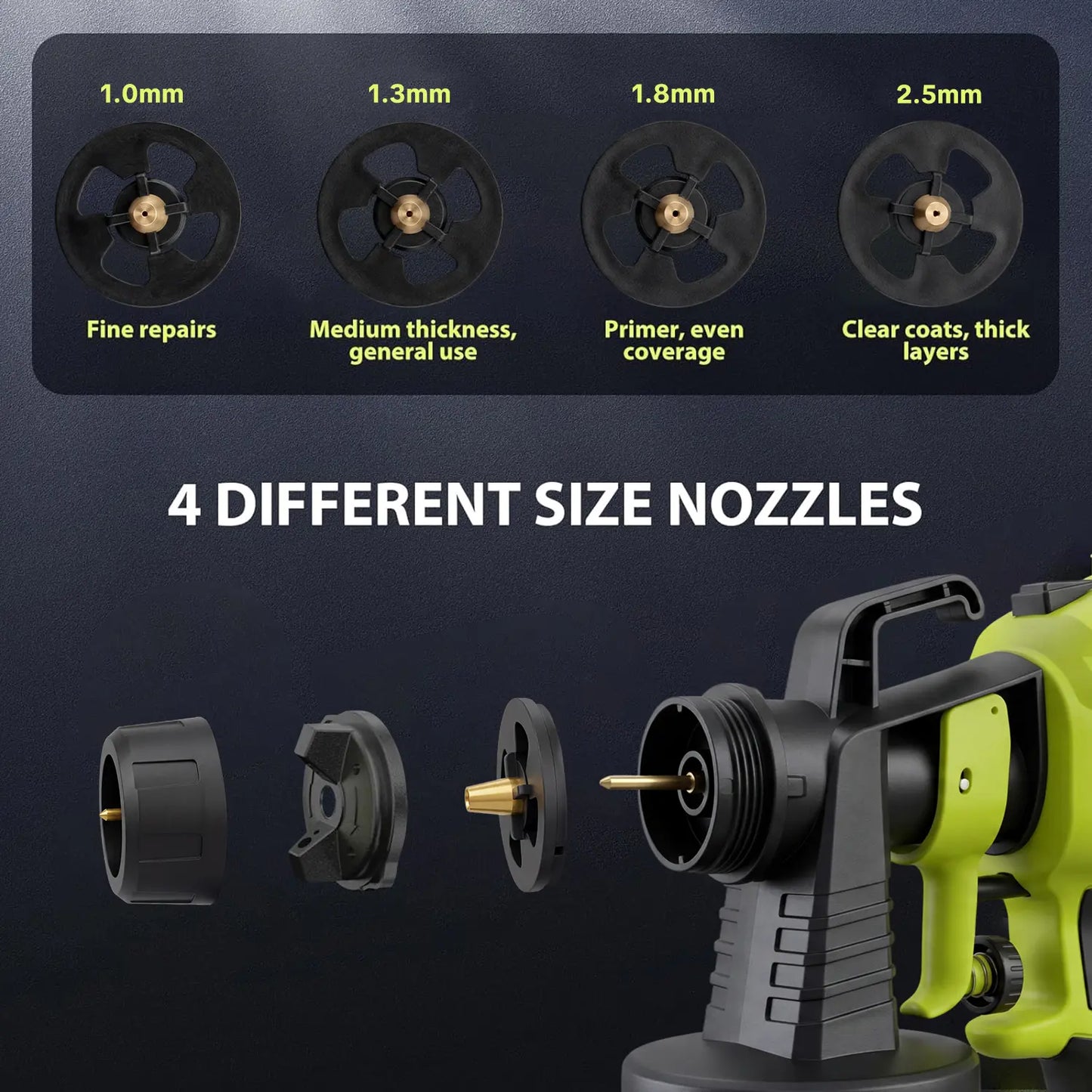 1200ml High-Capacity Paint Sprayer - Adjustable Flow, 4 Nozzles & 3 Spray Modes