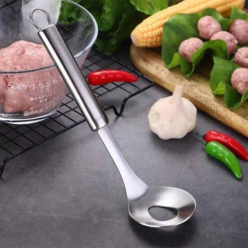 Stainless Steel Meatball Maker Spoon – Non-Stick Extrusion Scoop & Mold for Fish Balls & Shrimp Paste