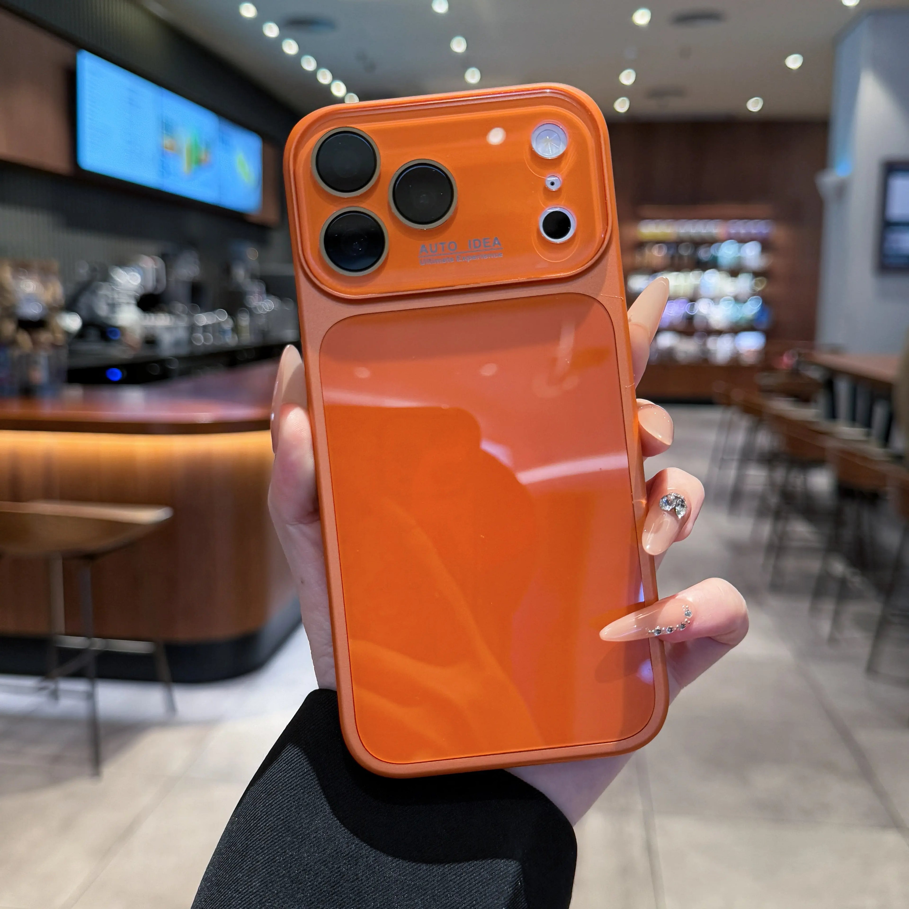 Funda de Teléfono de Cristal Color Caramelo Dopamina – Protección de Lente en Contraste Cubierta Anticaída para iPhone 17 Pro Max