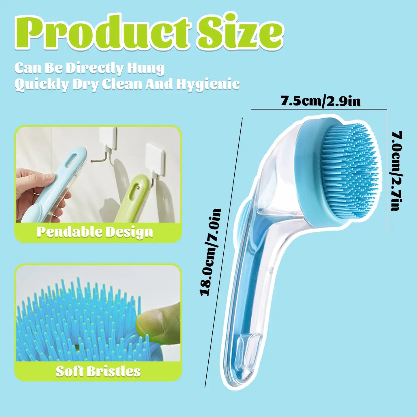 Soft Silicone Pet Bath Brush with Shampoo Dispenser for Dogs