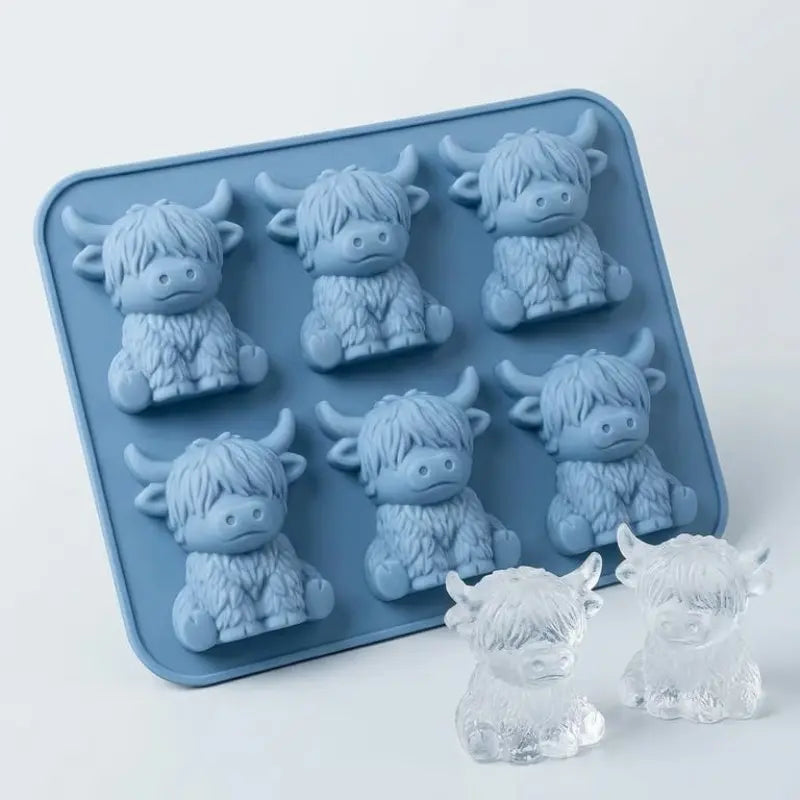 Moule à glaçons Mini Vache Highland, Glaçons mignons en 3D pour boissons, fêtes et cadeaux, Parfait pour agrémenter vos boissons