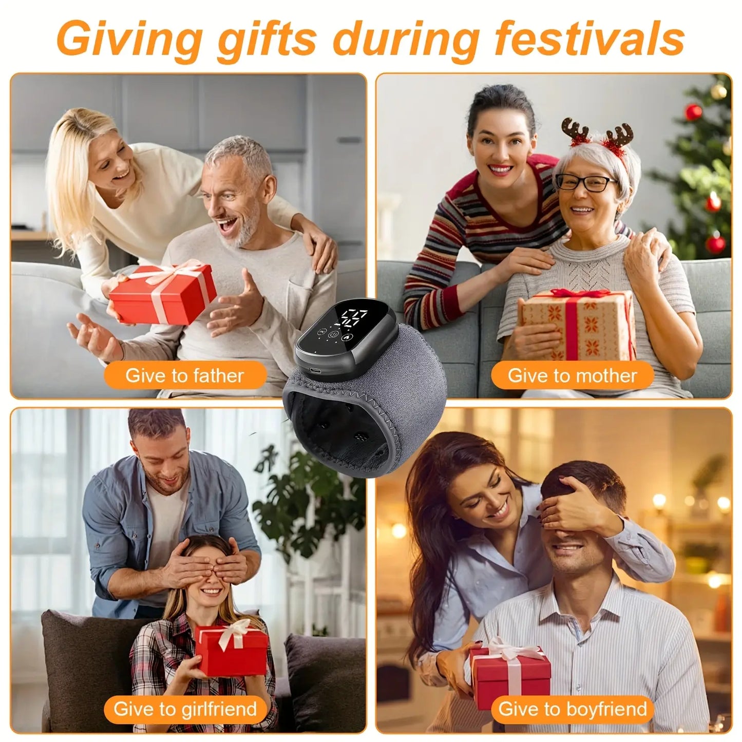 Wrist vibration heating device for relieving muscle stiffness — rechargeable and portable — designed for office workers, seniors, and eSports players