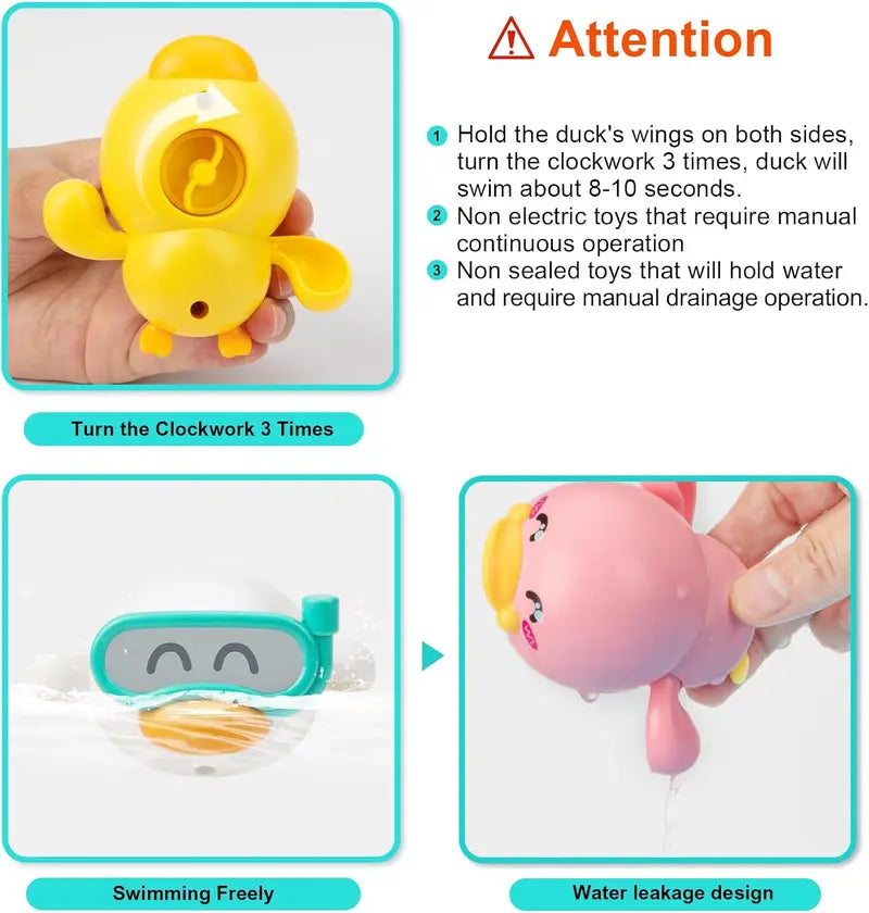 2 Pack Swimming Baby Bath Toys, Water Pool Floating Wind Up Toys Assorted Animal Model Set