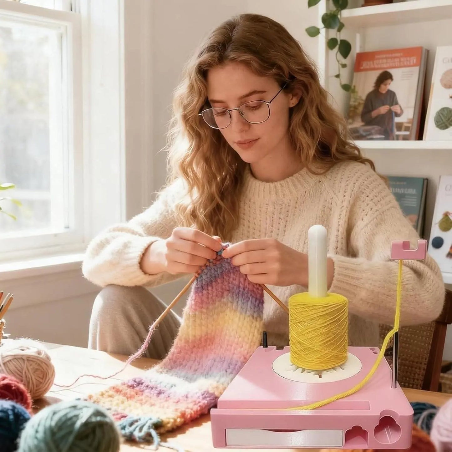 Crochet Yarn Spinner & Phone Stand – Multifunctional Yarn Holder Organizer