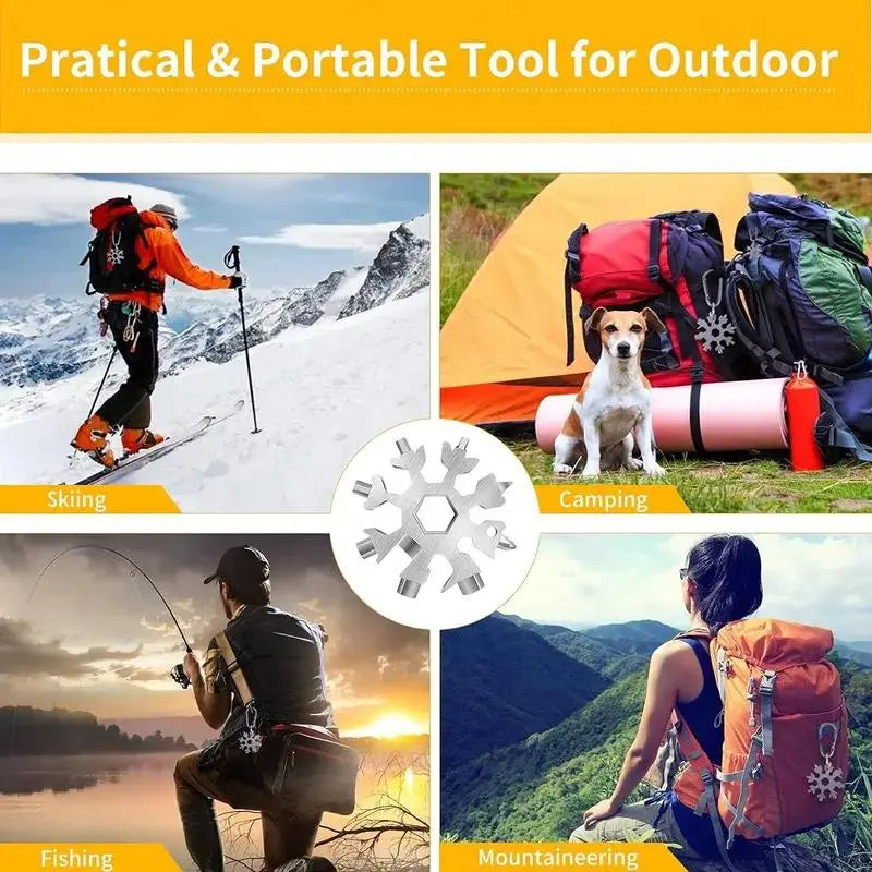 Viral 18-in-1 Snowflake Multi-tool  Stainless Steel Portable Wrench | All-in-One Screwdriver & Bottle Opener | Must-Have Survival Gadget
