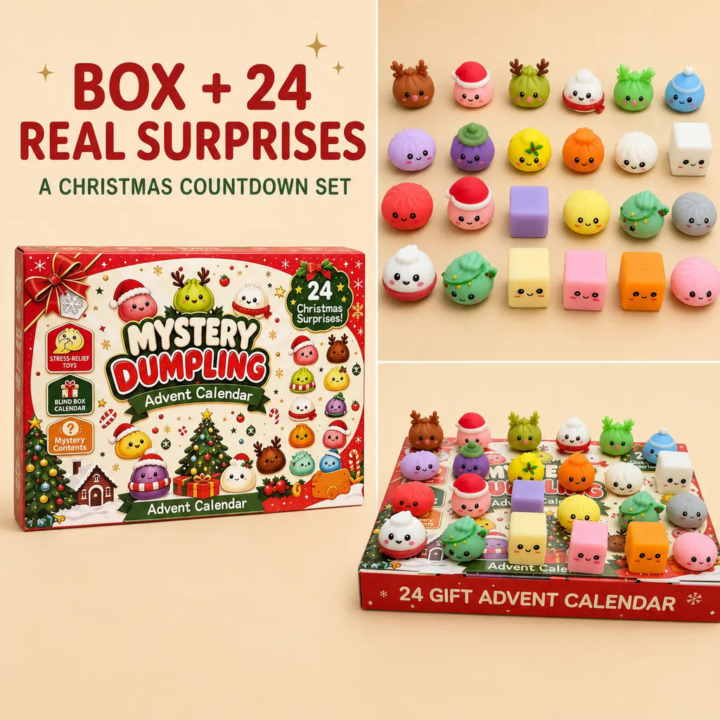 Christmas Mini Squishies Advent Calendar 2026 – 24-Day Dumpling & Glitter Toy Countdown Gift for Kids
