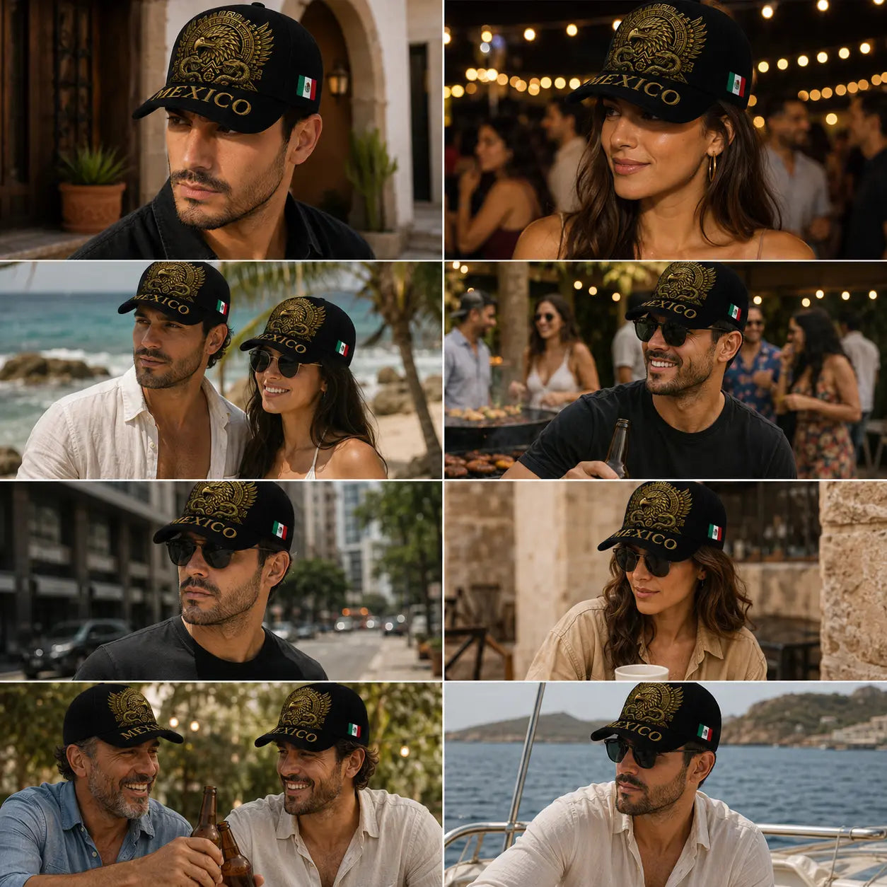Mexico Embroidered Snapback Cap – Golden Aztec Eagle Adjustable Sports Hat