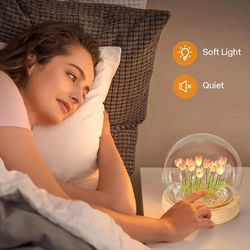 DIY Tulip Flower Lamp Kit – Handmade LED Night Light Dome, Creative Craft Project & Cozy Room Decor