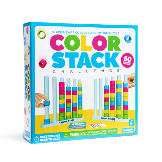 Color Stack Challenge by Relatable – Easter Basket Stuffers for Kids, A Fast-Paced Color Matching Puzzle Game for Fun Easter Family Game Night, Includes 2 Stack Racks, 50 Challenge Cards, & 80 Rings