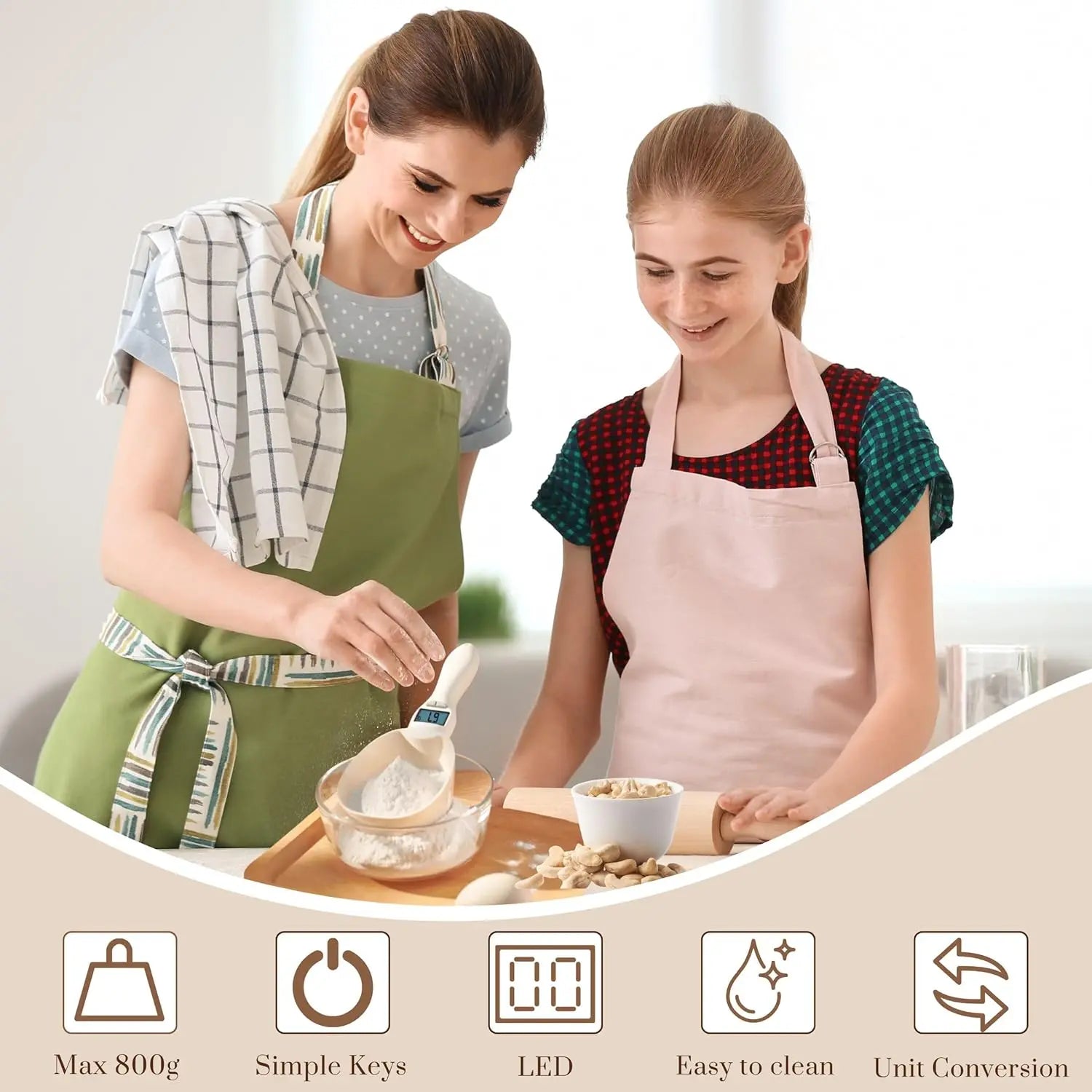 Digital Food Measuring Scoop Scale – Smart Electronic Spoon Scale for Kitchen & Baking