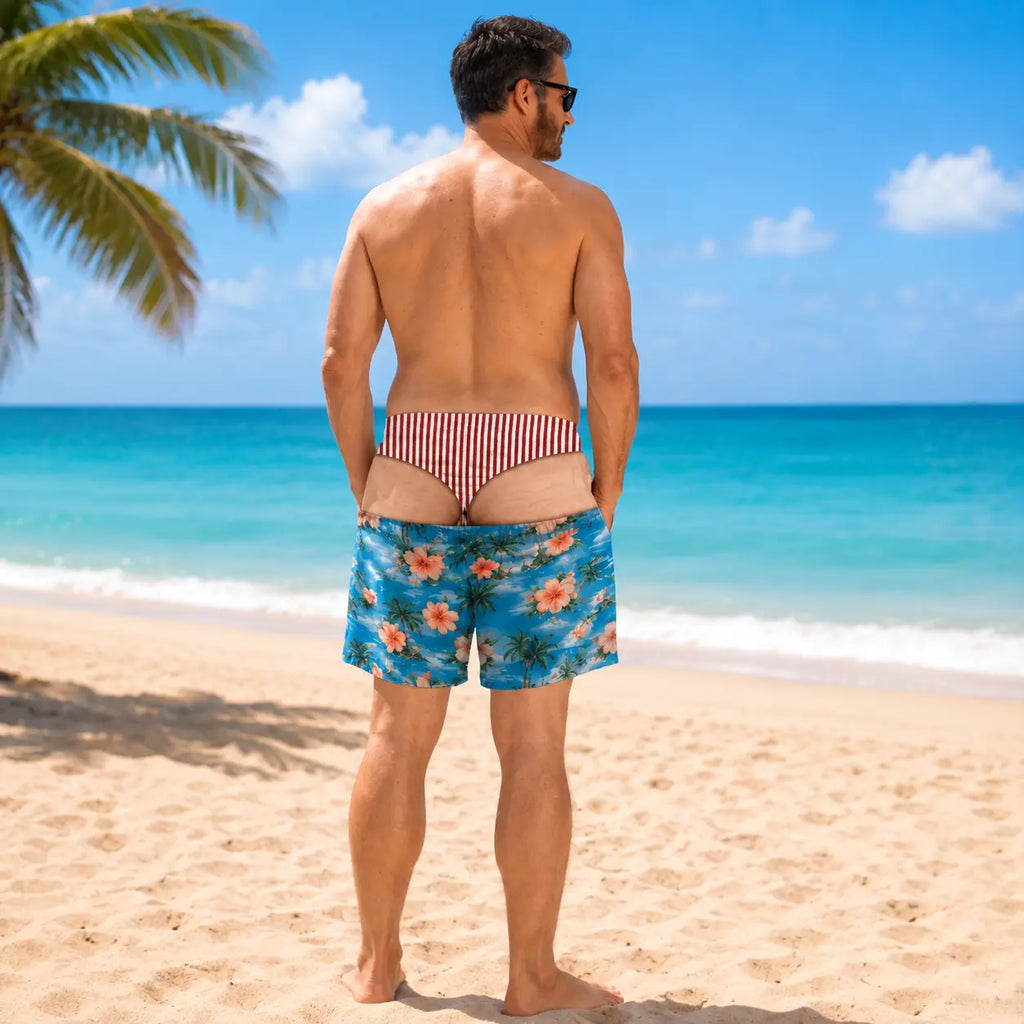 John Pork Men's Quick-Dry Printed Beach Swim Trunks – Casual Bathing Suits with Pockets & Drawstring