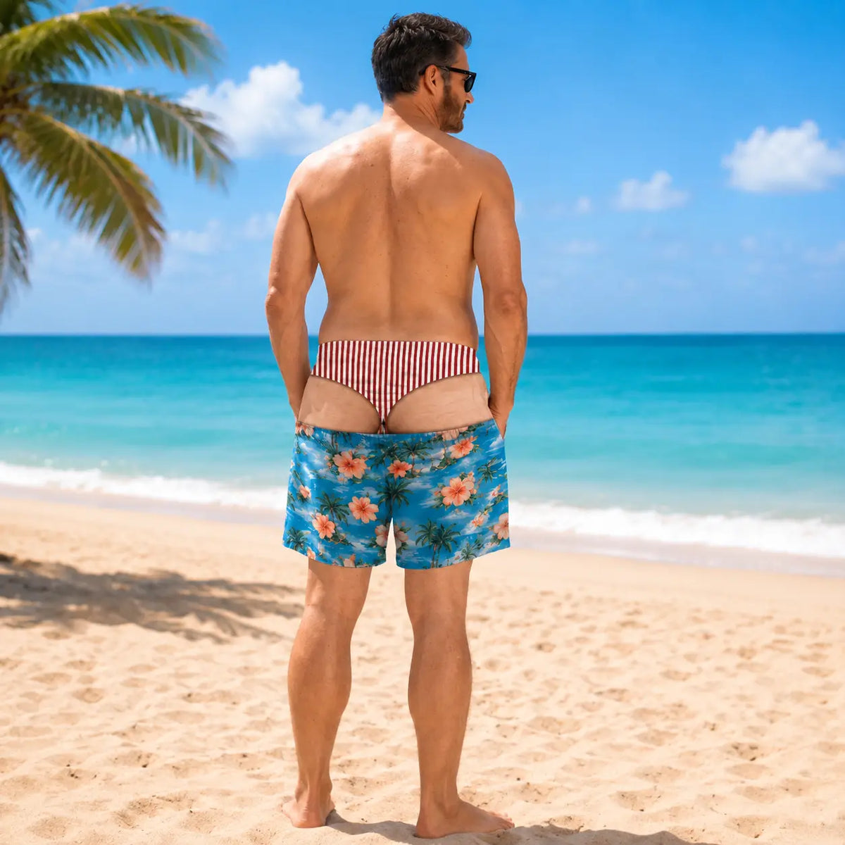 John Pork Men's Quick-Dry Printed Beach Swim Trunks – Casual Bathing Suits with Pockets & Drawstring