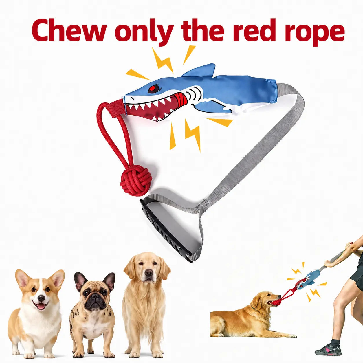 Interactive Squeaky Dog Rope Tug Toy Teeth Cleaning Play Toy for Small Medium Dogs Indoor Outdoor Use