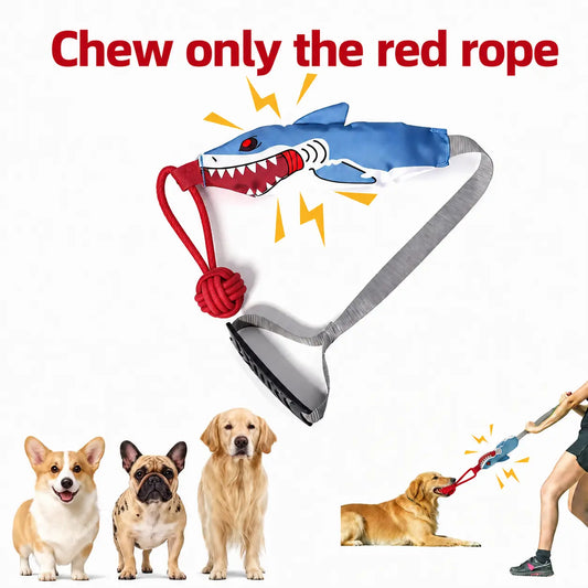Interactive Squeaky Dog Rope Tug Toy Teeth Cleaning Play Toy for Small Medium Dogs Indoor Outdoor Use