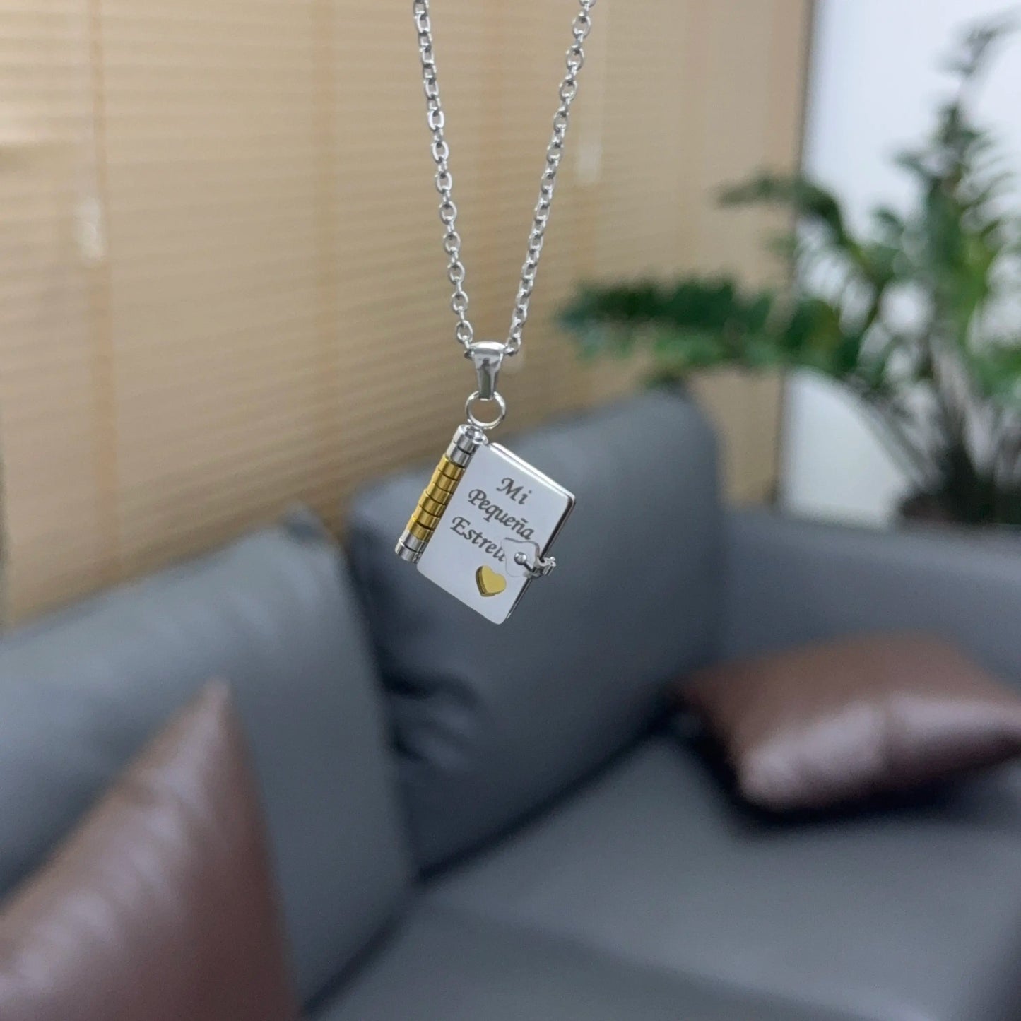 My Little Star Book Necklace for Daughter – Engraved Mini Book Pendant Gift