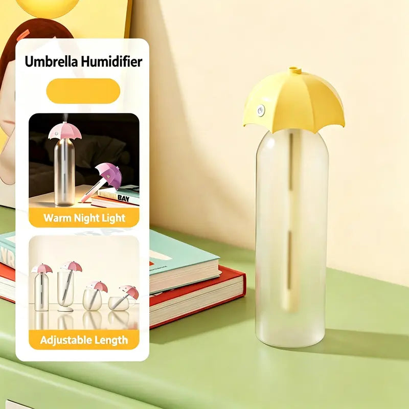 Portable Umbrella Mini USB Mist Humidifier with Warm Night Light for Home, Bedroom & Car