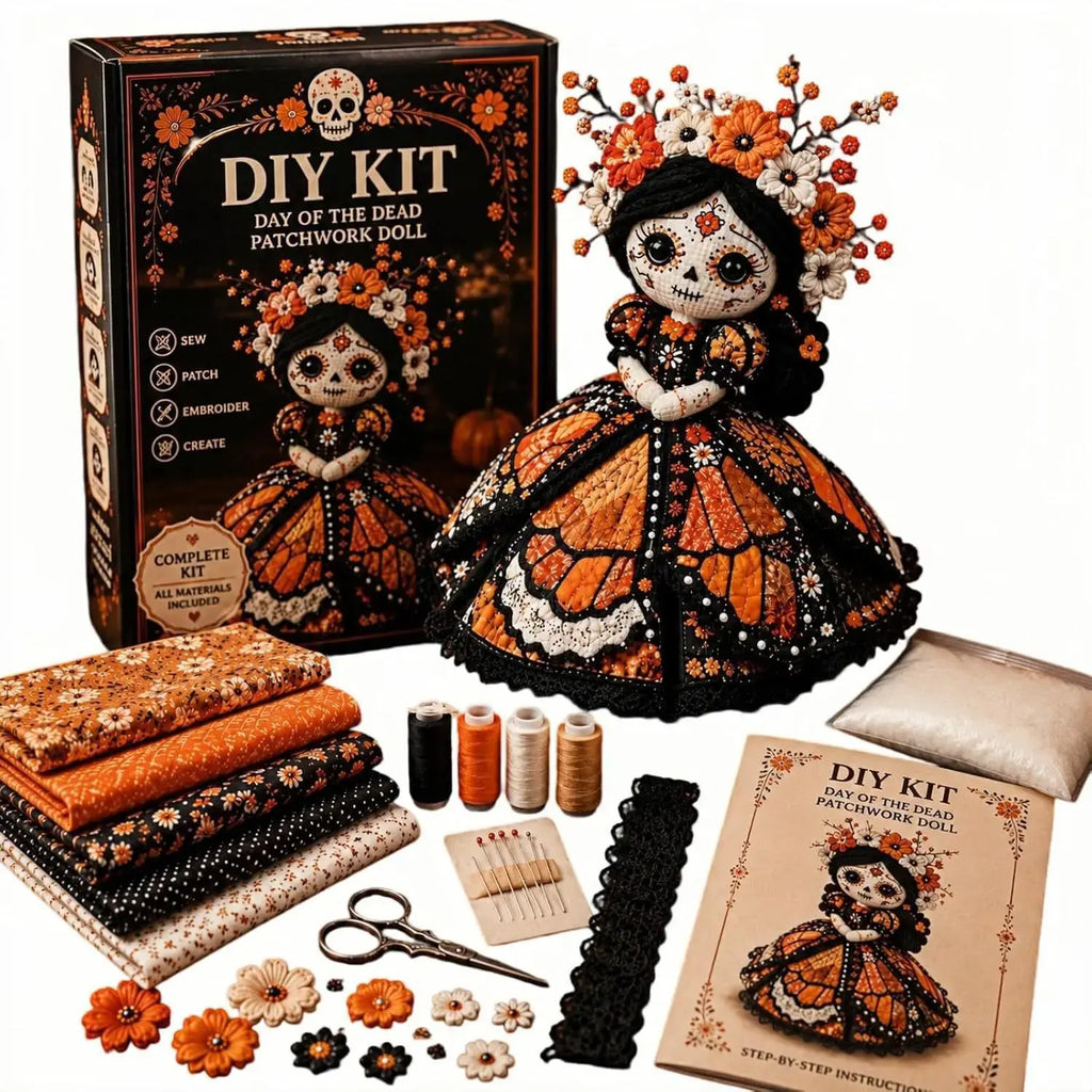 Halloween DIY Sewing Craft Kit – Complete Hand Sewing & Patchwork Art Set for Home Decor
