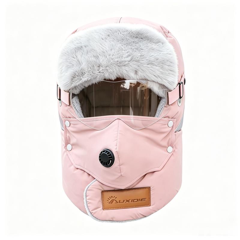 Unisex Fleece-Lined Winter Outdoor Biking Hat with Detachable Goggles