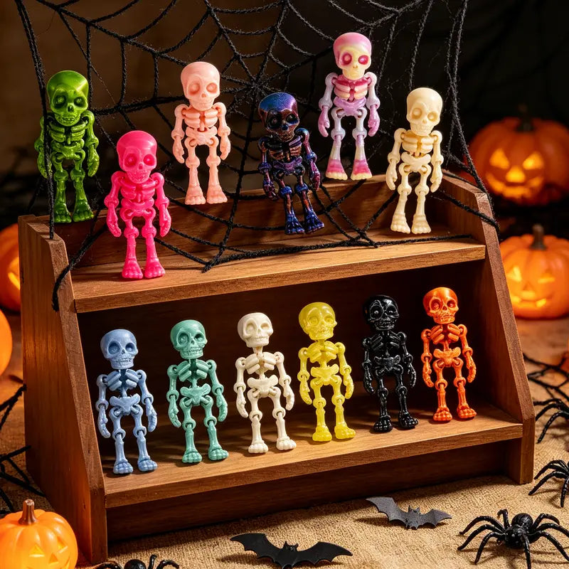 3D-Printed Mini Skeleton Statues – Halloween & Christmas Stress Relief Home Decor