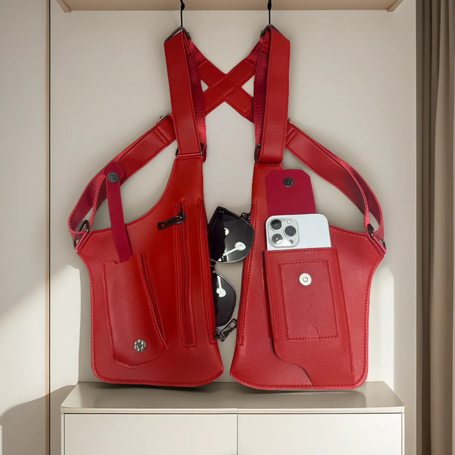 Durable PU Leather Multifunctional Chest Bag