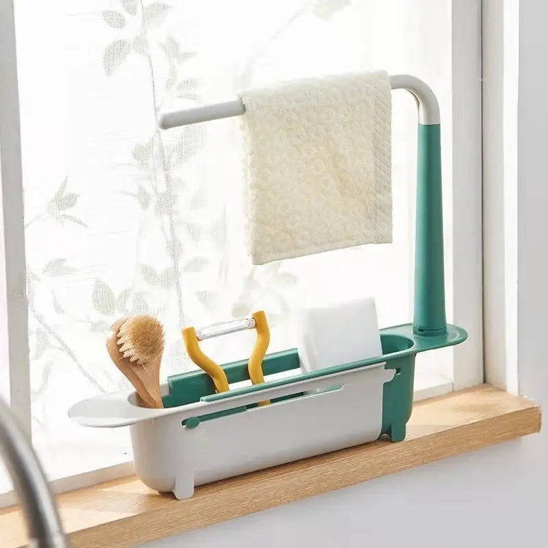 1PC Adjustable Smooth Plastic Expandable Sink Shelf - Kitchen Organizer, Towel Rack, Home Storage Holder for Gifting