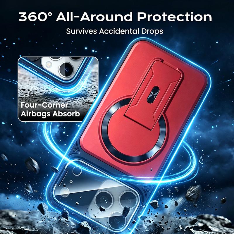 Weseecase Clear MagSafe Case for iPhone 17 Pro Max – Hidden Stand & Lens Protection