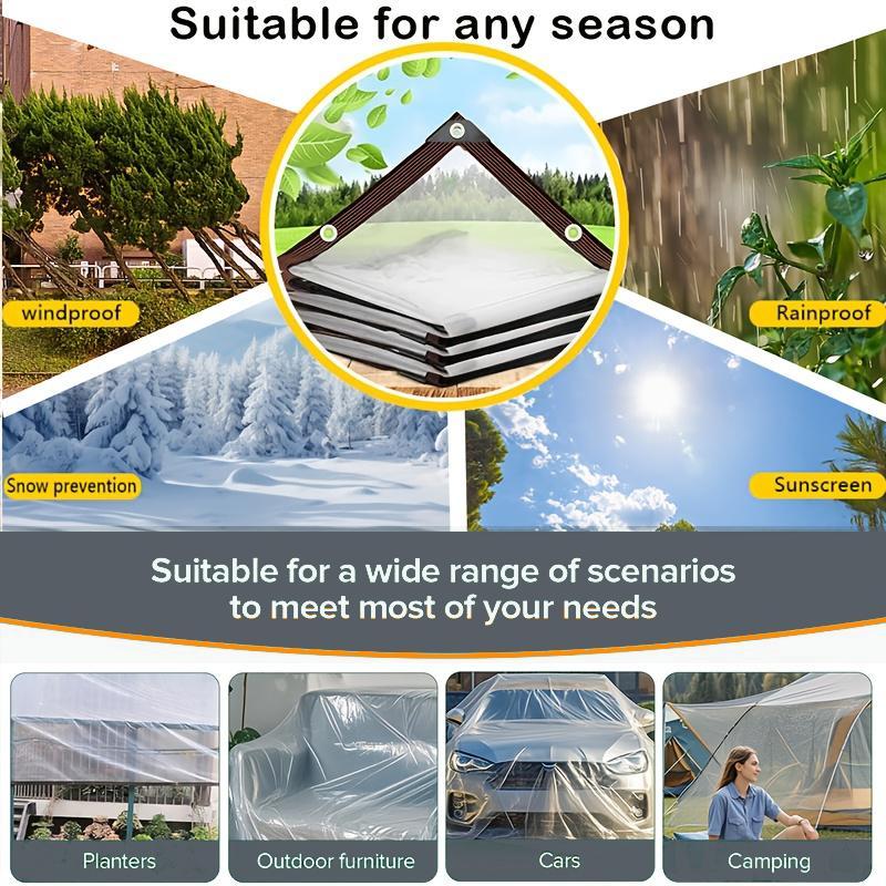 7x11FT Heavy-Duty Waterproof Clear Tarp with Grommets for Outdoor Plant & Patio Protection