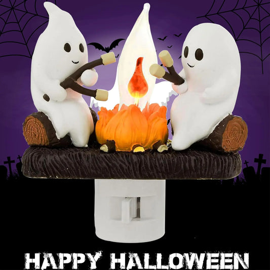 Ghosts Campfire Night Light – Plug-in Flicker Flame LED Wall Lamp