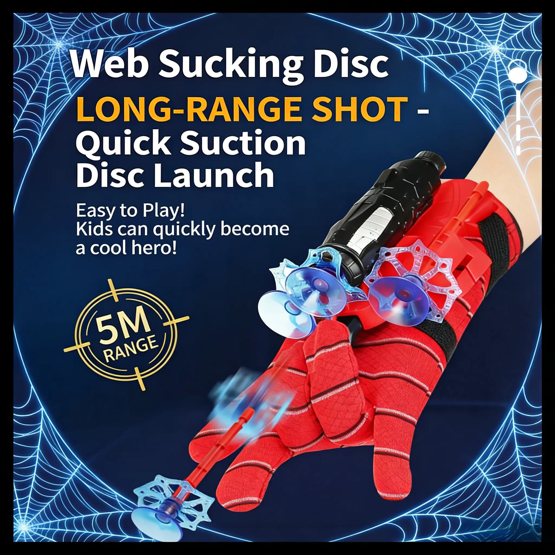 All you need Spider Silk Superhero Wrist Launcher String Shooter - Polyester Wearable Glove, Suction Cup Darts - Unisex Kids Outdoor Play Toy Set for Ages 4+ Birthday Gift, Outdoor Stuff for Kids