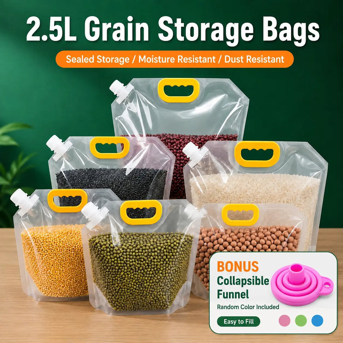5 Pack Reusable Leakproof Food Storage Bags – Moisture-Resistant Pouches for Pet Kibble & Snacks