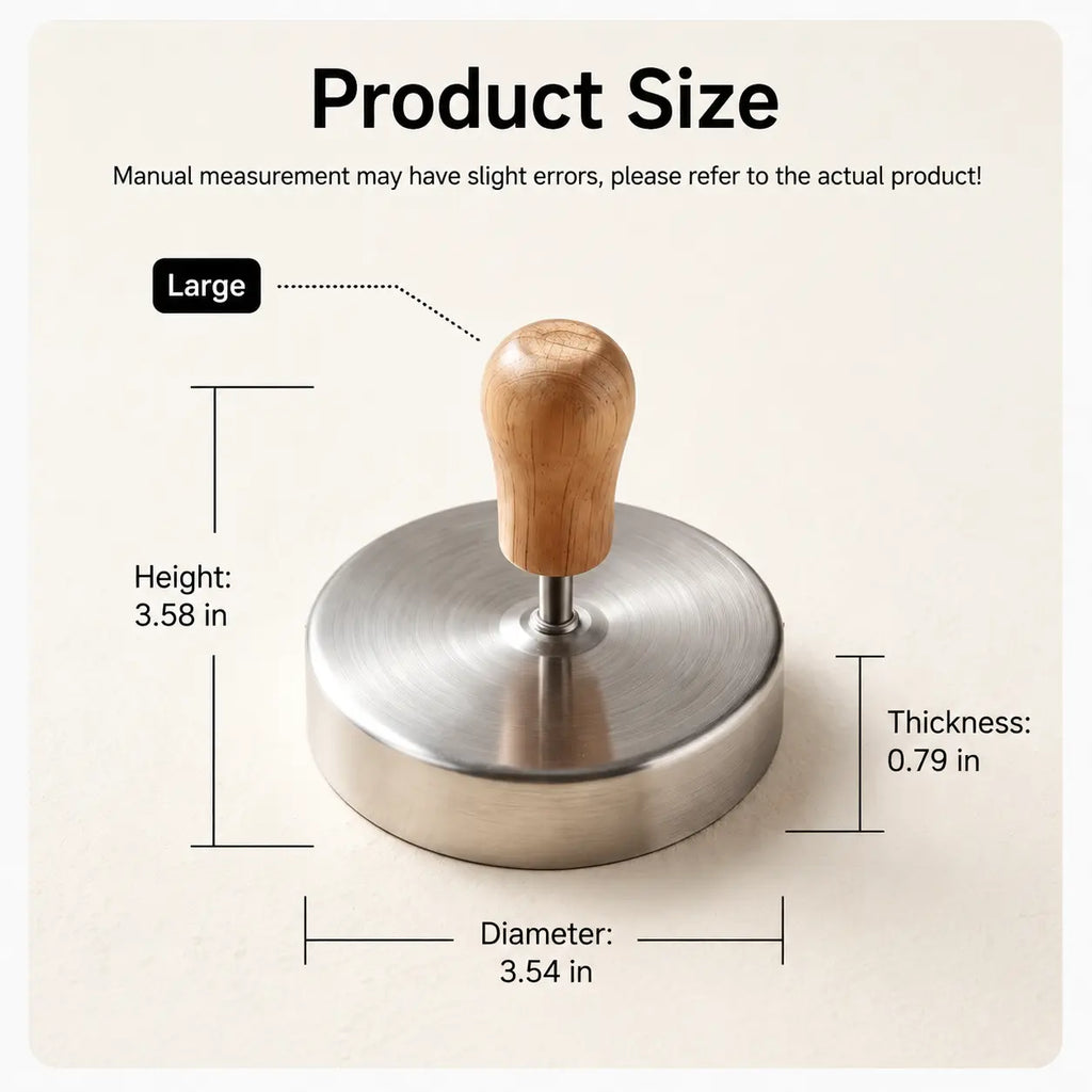 Stainless Steel Burger Press – Non-Stick Patty Maker Mold & Metal Smasher Tool