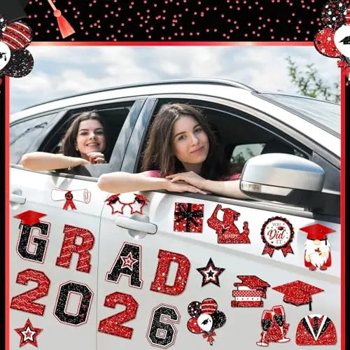 2026 Graduation Car Magnets Congrats Grad Magnetic Bumper Stickers Refrigerator Decals Senior Car Decorations for Car Refrigerator Garage Door