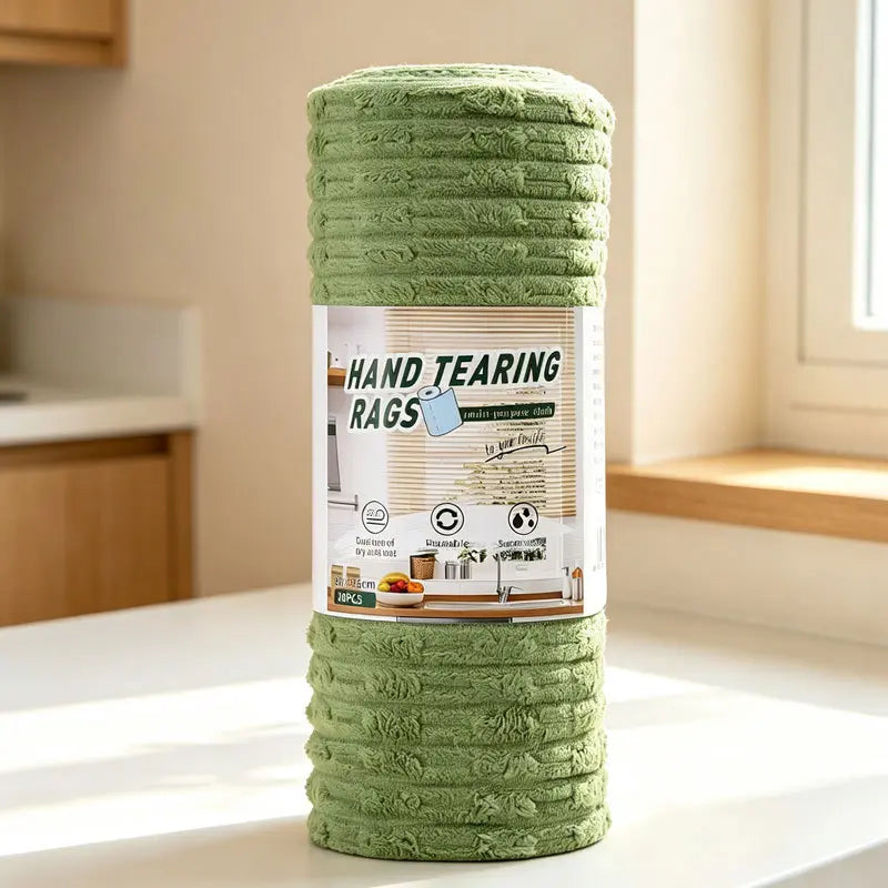 20-Pack Tearable Antibacterial Microfiber Cleaning Cloths – Reusable Lint-Free Wet & Dry Scrubbing Rags (10"x10")