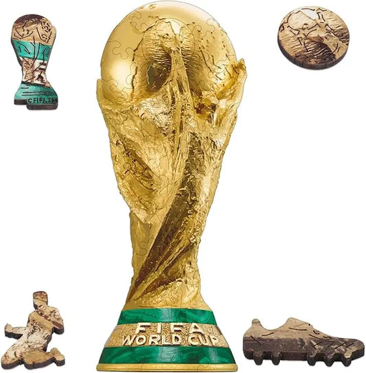 FIFA World Cup 2026 Mini Puzzles - Official Trophy Wooden Puzzles for Kids and Adults, 26 Piece Collectors Jigsaw Puzzles Unique Soccer Gifts for Fans,Sports Souvenirs 2.2 X 5.5 Inch