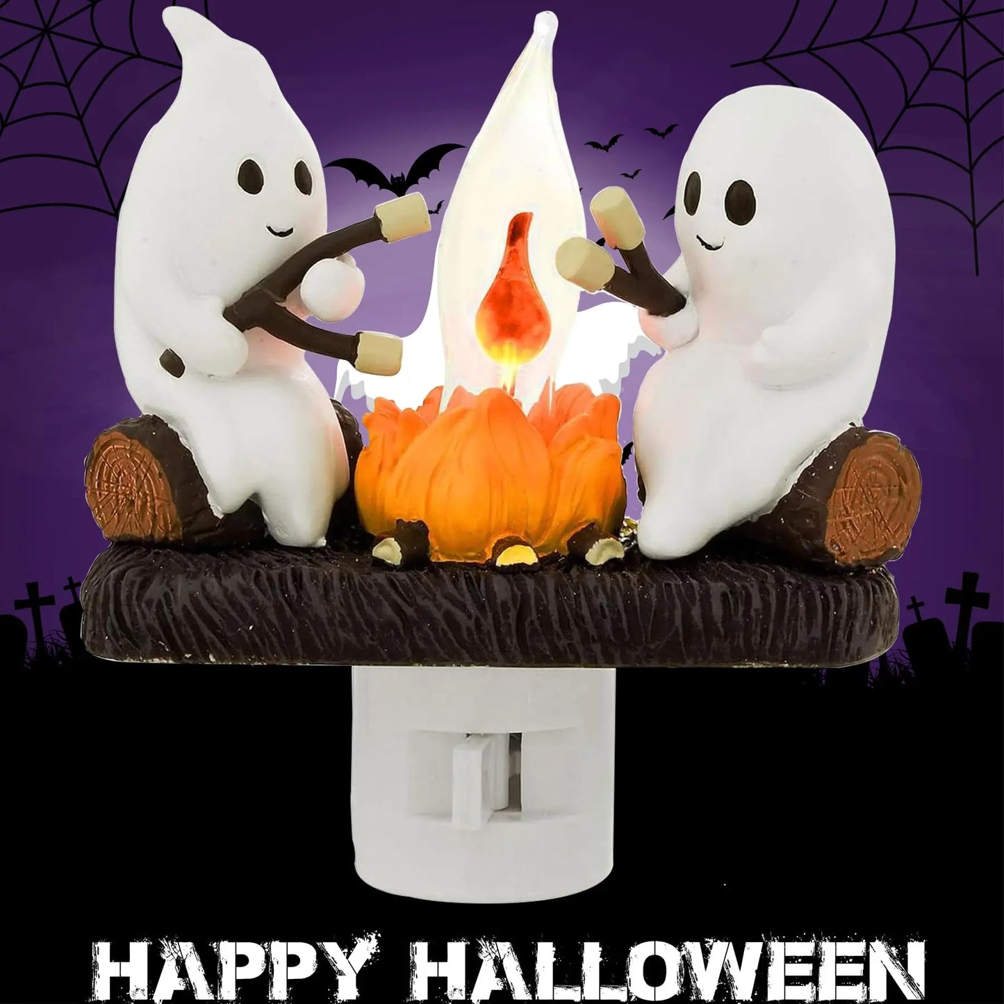 Ghosts Campfire Night Light – Plug-in Flicker Flame LED Wall Lamp