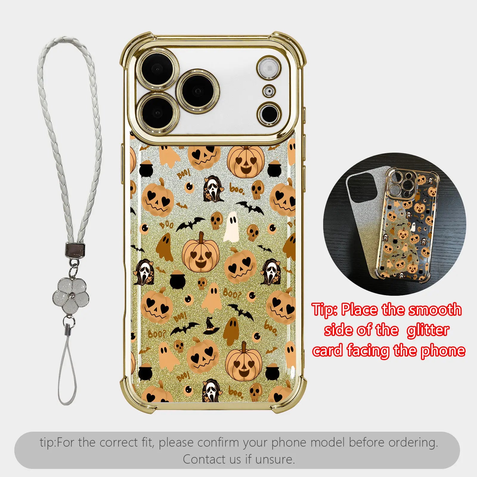 Cute Halloween Pumpkin Ghost Phone Case for iPhone 17 Pro Max – Transparent Shockproof Soft Silicone Cover