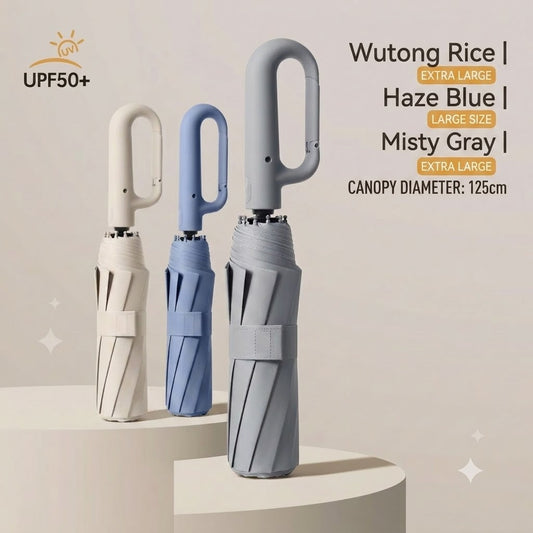 Automatic Folding Umbrella,  Portable Rain Umbrella with Loop Buckle, Windproof & Waterproof Umbrella for Men & Women