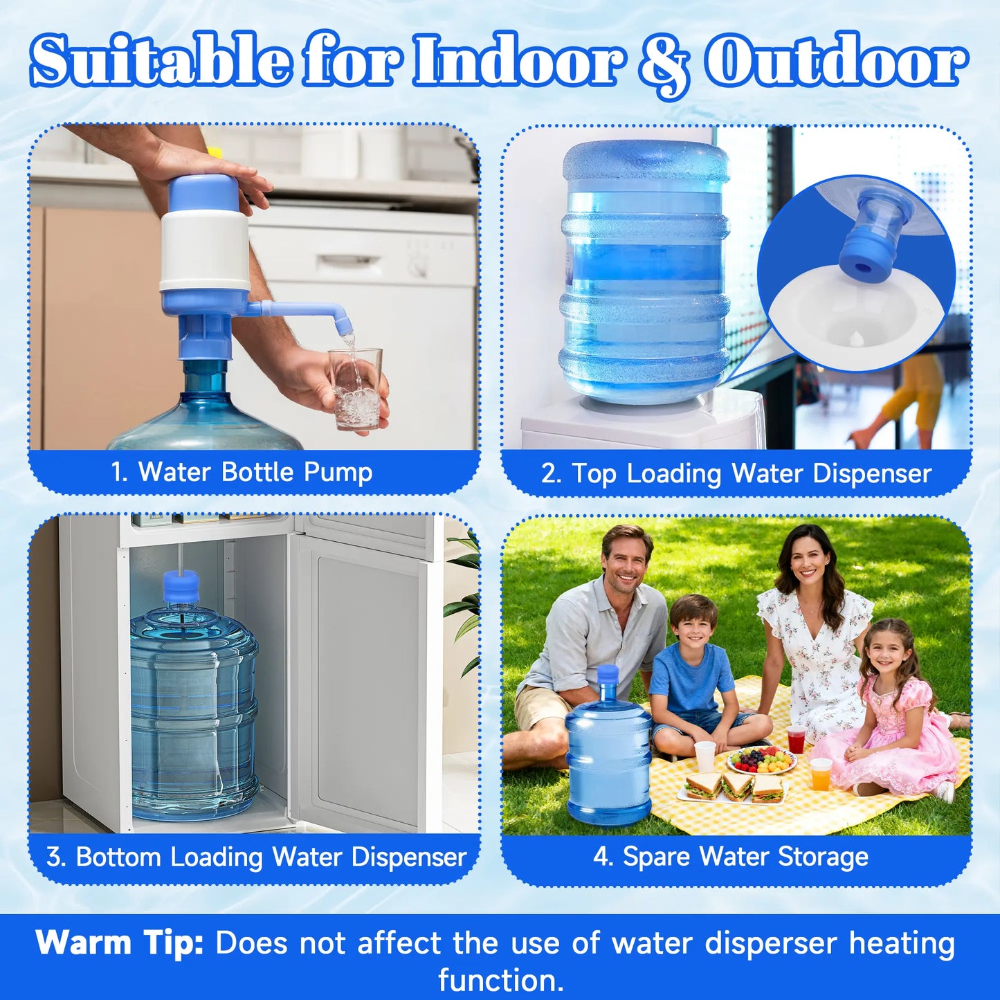 3 & 5 Gallon Water Jug Caps Non-Spill Leak