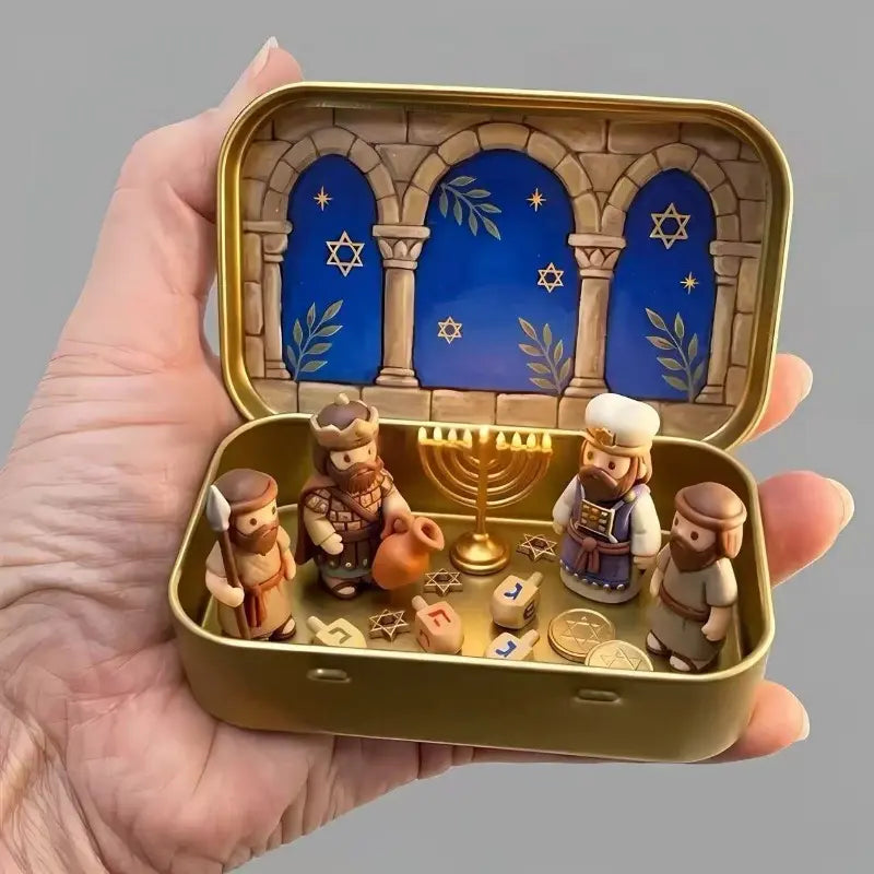 Pocket-Size Mini Nativity Scene Set with Storage Box – Hand-Painted Christmas Table Decor