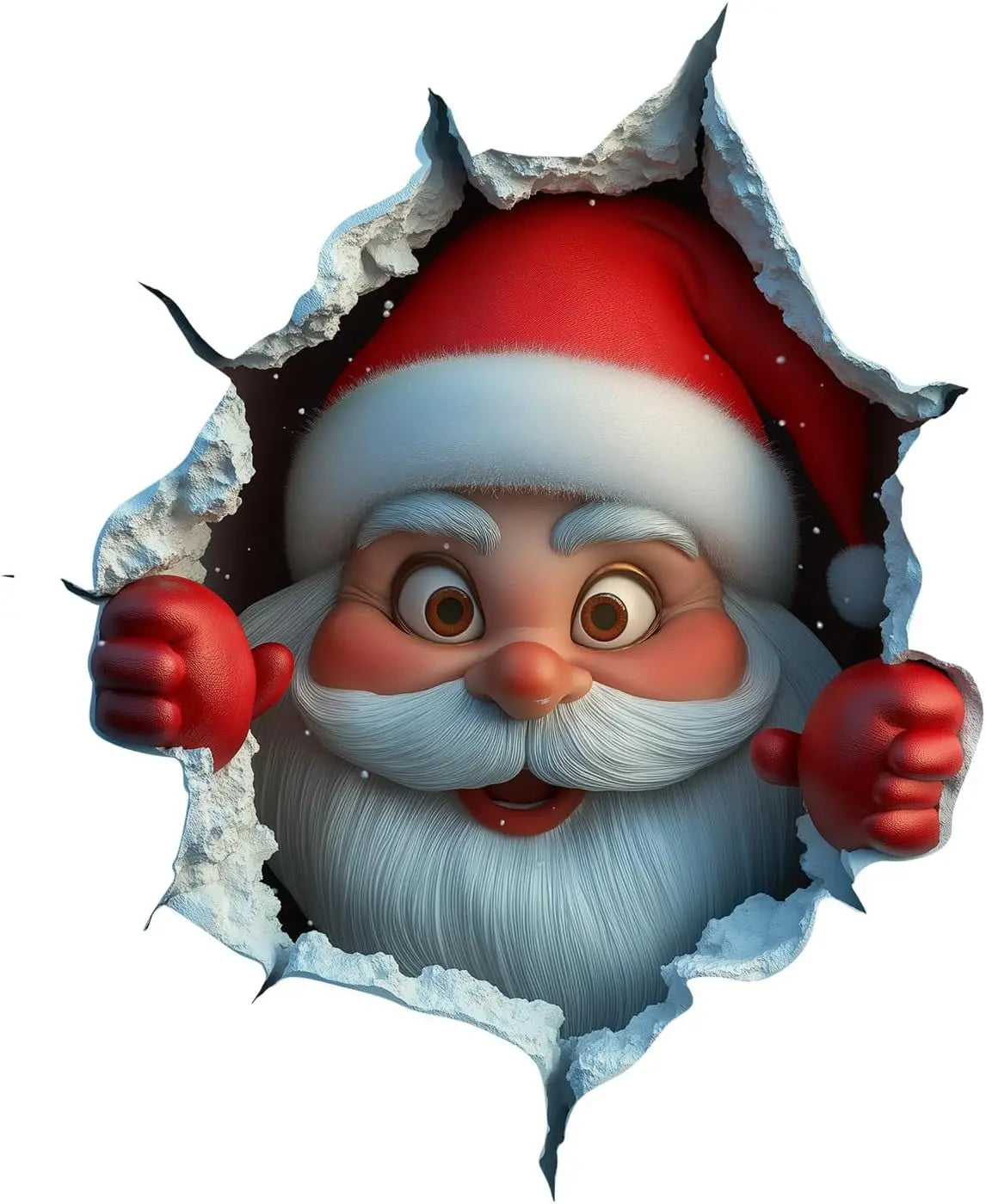 2-Piece 3D Illusion Santa Face Vinyl Stickers – Easy Peel-and-Stick Holiday Wall Decals