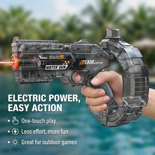 LED Electric Water Blaster Gun – Automatic Continuous Fire Water Gun with Transparent Tech Design & Rechargeable Battery
