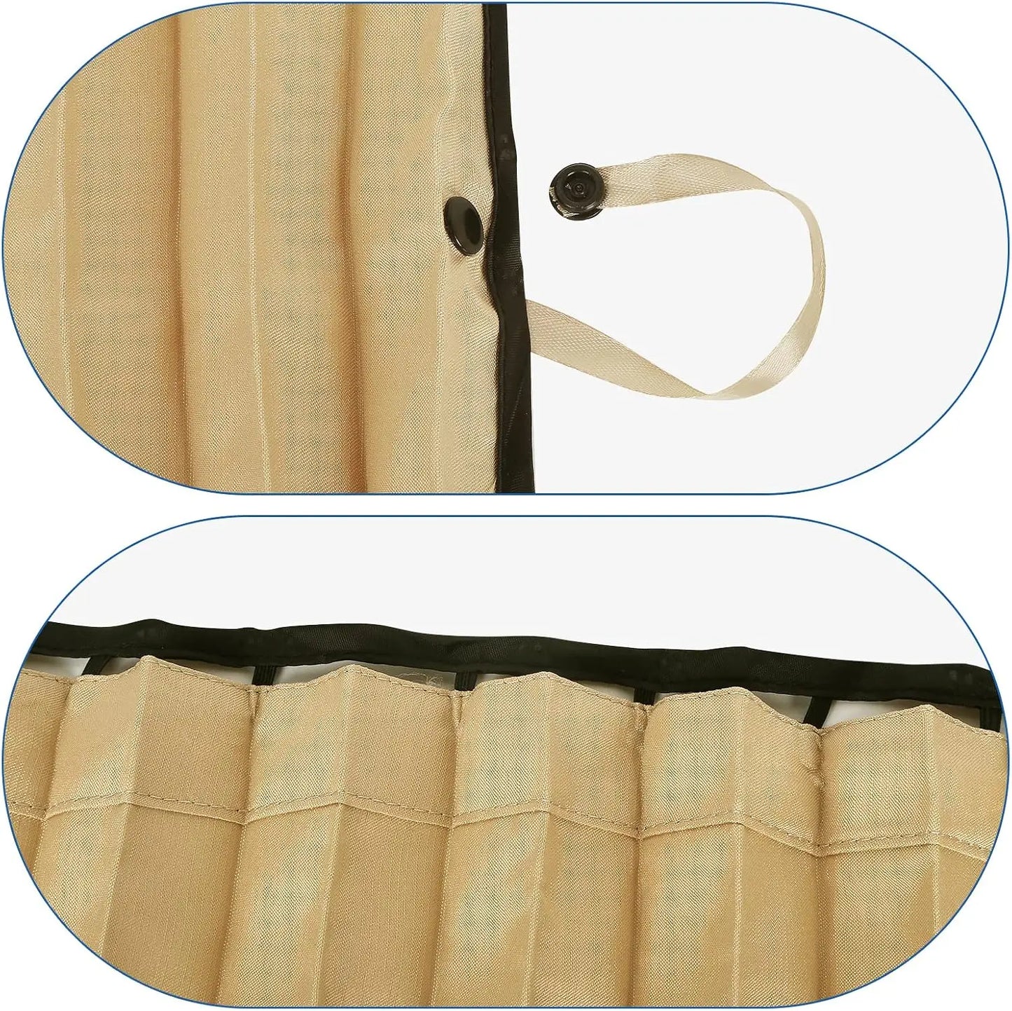 4-Piece Beige Magnetic Car Side Window Sun Shades – UV Protection & Privacy Curtains