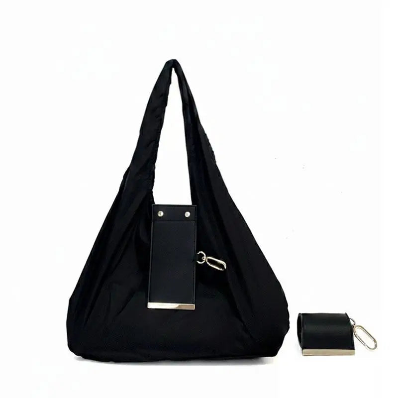 Compact Foldable Keychain Tote Bag – Expandable Reusable Grocery Shopping Bag with Key Ring