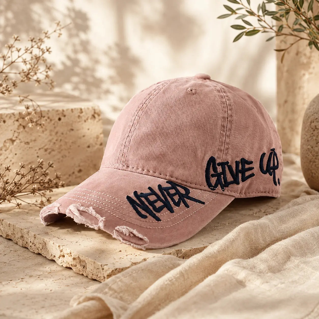 1pc Casual Trendy Baseball Cap with Side Embroidery "Nive Give Up", Versatile Streetwear  Adjustable Casual Mens hat, Fashion Style Outdoor Sun Hat for Women and Men, Curved Brim Trucker Hats Women