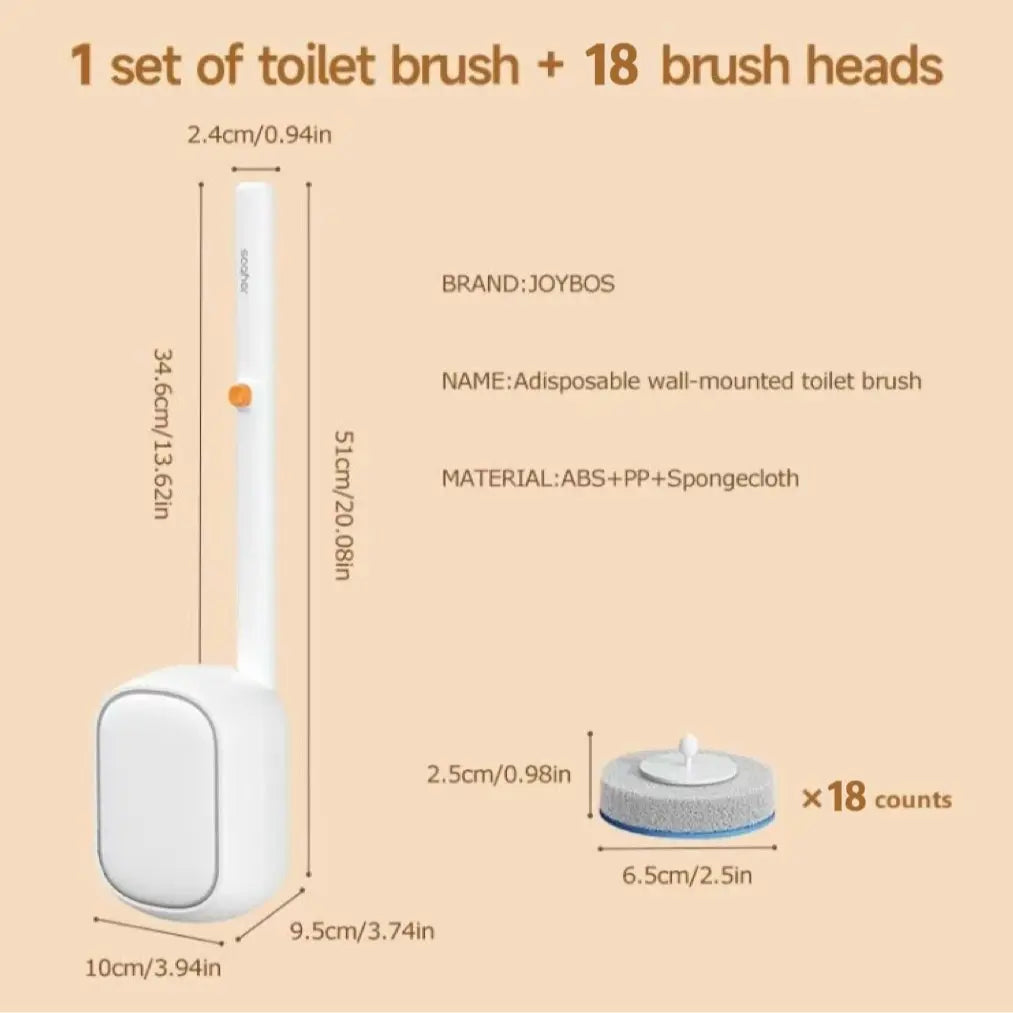 Joybos Wall-Mounted Toilet Brush Set with Disposable Refill Heads – Deep Cleaning Toilet Wand & Storage Holder