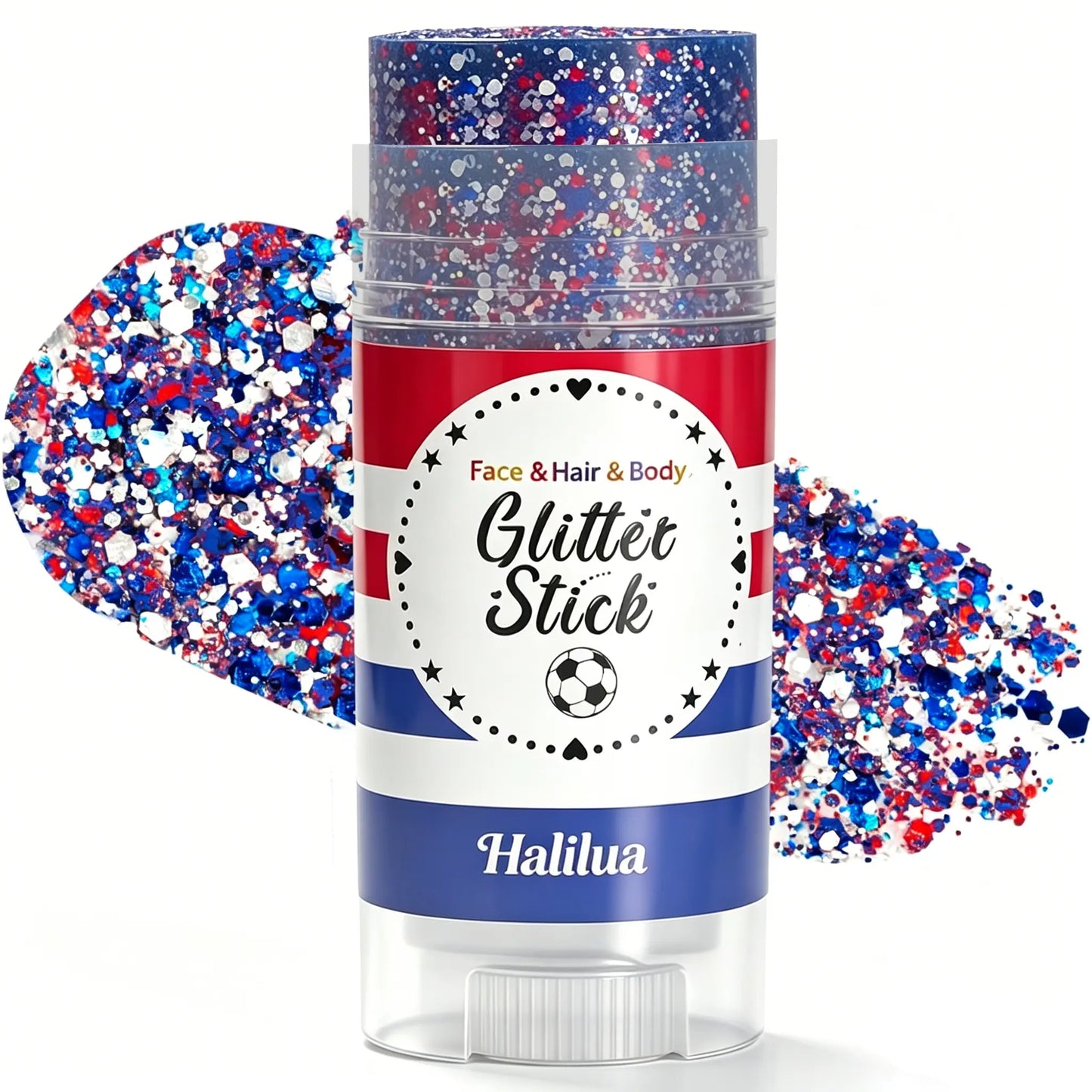 4th of July Independence Day Glitter Stick (Red, White & Blue for Party & Festival Look)