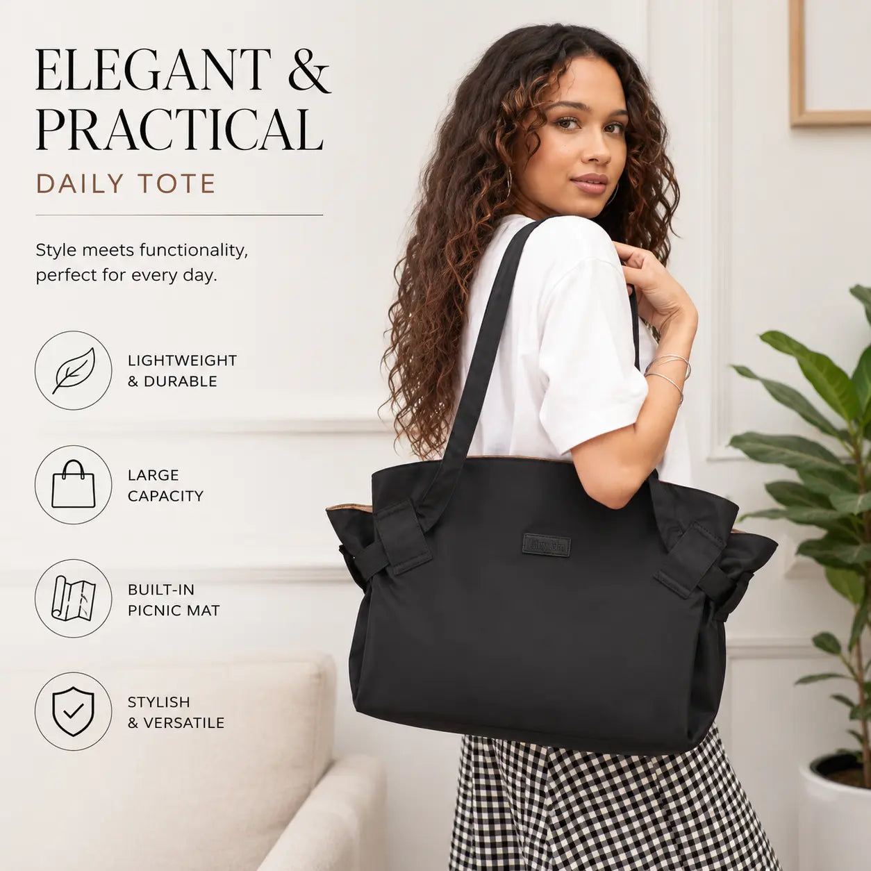2-in-1 Picnic Mat Tote Bag – Waterproof Foldable Outdoor Blanket & Travel Bag
